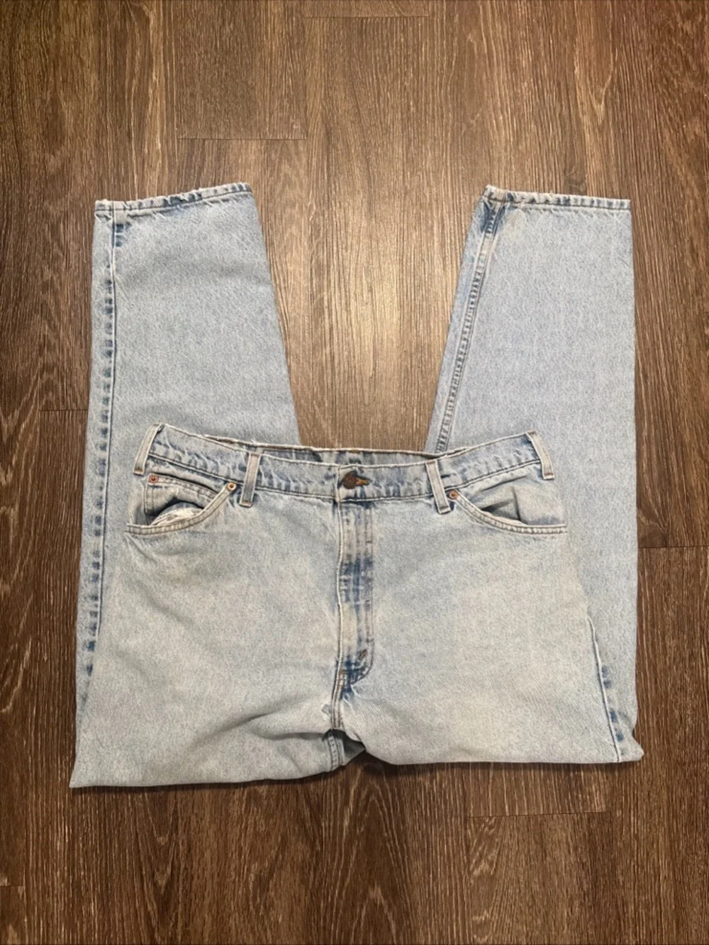 Vintage Levi’s Orange Tab 1980s Men’s Jeans Light Wash Distressed 34x30 Straight - Picture 2 of 12